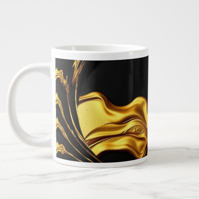 Grande Tasse Opulent Swirl Liquid Gold Black Monochrom Designer (Gauche)