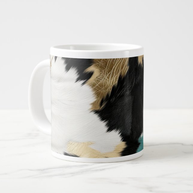 Grande Tasse Or Turquoise, Blanc Noir (Devant gauche)