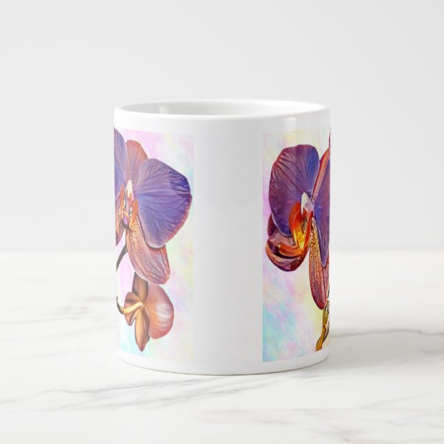 Grande Tasse orchidée violette et ambre (Devant)
