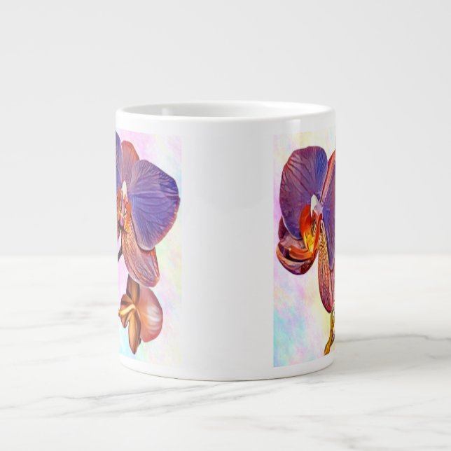 Grande Tasse orchidée violette et ambre (Devant)
