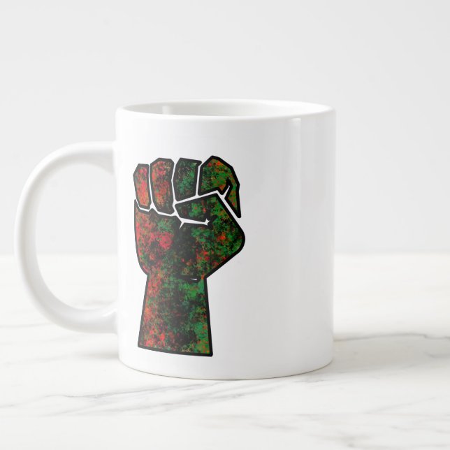 Grande Tasse orgueil noir poing vert rouge pan drapeau africain (Gauche)