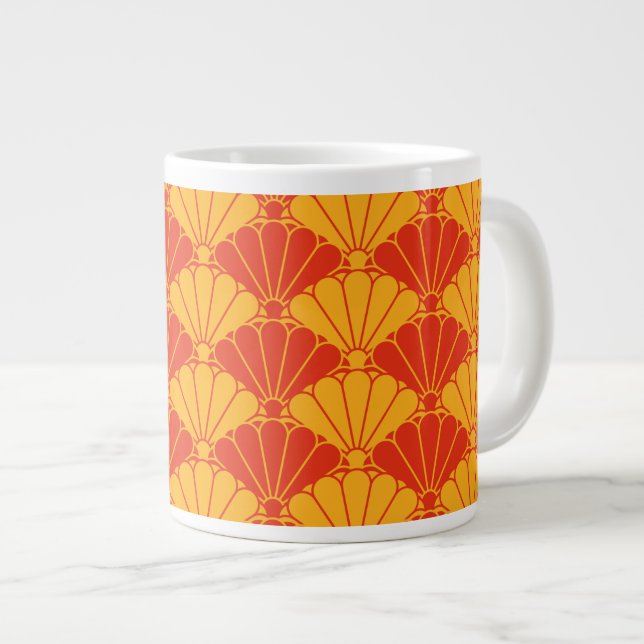 Grande Tasse Oriental Rouge Jaune Kiku Chrysanthemum Mon Motif (Devant droit)