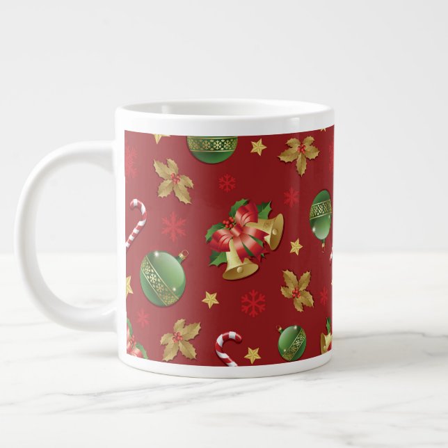 Grande Tasse Ornementation de Noël et Motif Sucre de canne (Gauche)