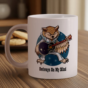 Grande Tasse Owways On My Mind Rock & Roll Guitar Owl Cartoon