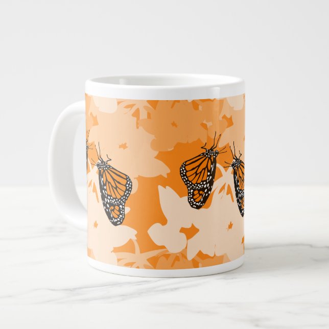 Grande Tasse Paire papillon monarque à alimentation brillante s (Devant gauche)