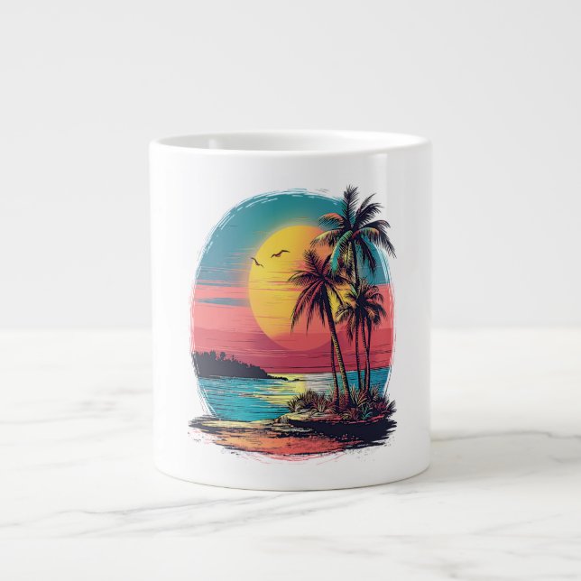Grande Tasse Palmiers et plage (Devant)