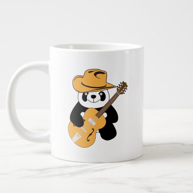 Grande Tasse Panda drôle avec guitare (Gauche)