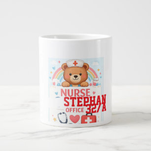 Grande Tasse Panneau d'ours infirmière mignonne personnalisé, É