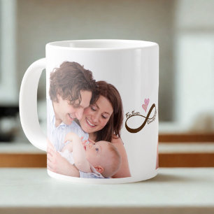 Grande Tasse Panneau Infinité Coeurs roses Personnalisé Papa Bé