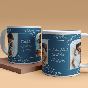 Grande Tasse Papa 3 Vertical Photo Mots d'amour Personnalisé