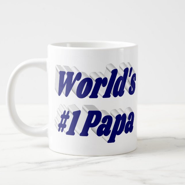 Grande Tasse Papa avec demi-texte bleu foncé (Gauche)