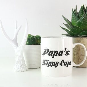 Grande Tasse Papa drôle café citation moitié noire