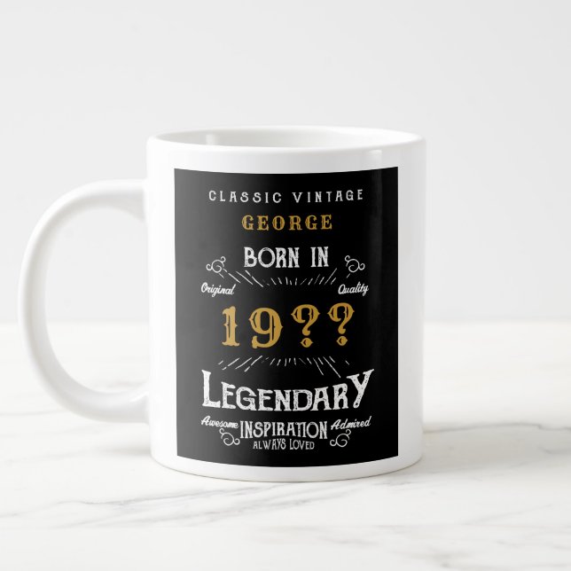 Grande Tasse Papa Père ou Mari Ajouter le nom Année Légende Vin (Gauche)