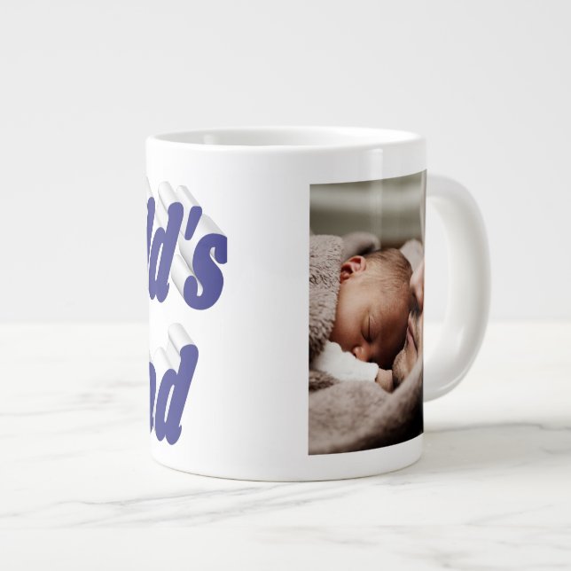 Grande Tasse Papa, photo bleu foncé (Devant droit)