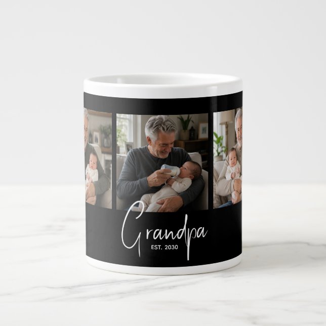Grande Tasse Papi a établi 3 Photo Noir (Devant)