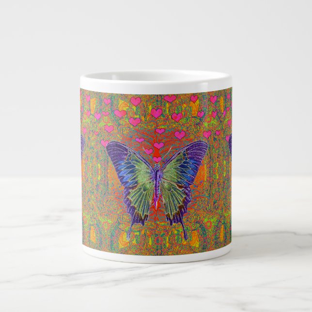 Grande Tasse Papillon aux motifs en forme de coeur (Devant)