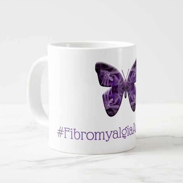 Grande Tasse Papillon de sensibilisation à la fibromyalgie (170 (Devant gauche)