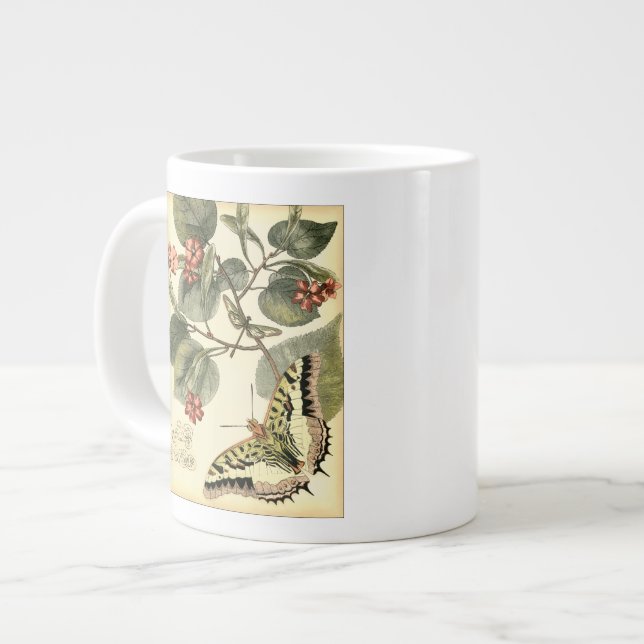 Grande Tasse Papillon et libellule à fleurs rouges (Devant gauche)