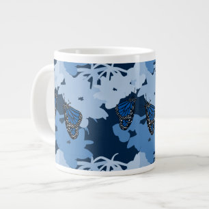 Grande Tasse Papillon monarque en bleu