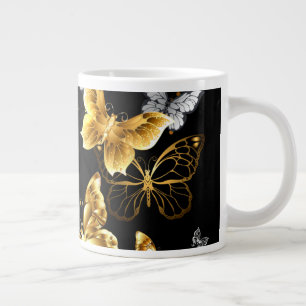 Grande Tasse Papillons blancs et dorés