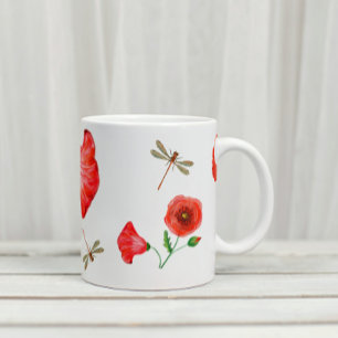 Grande Tasse Papillons peints et libellules