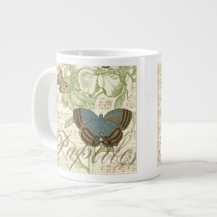 Grande Tasse Papillons sur Partition avec Design Floral