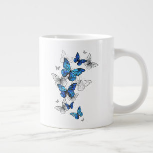 Grande Tasse Papillons volants bleus Morpho