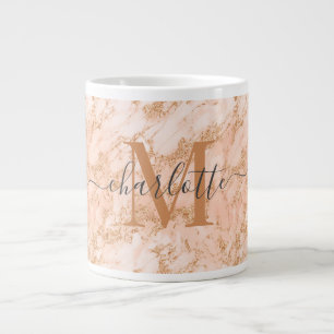Grande Tasse Parties scintillant en marbre rose or personnalisé