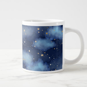 Grande Tasse Parties scintillant Gold Stars Dark Blue Sky Motif