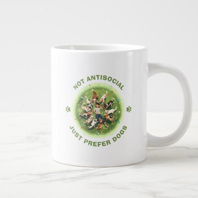 Grande Tasse Pas antisocial - Préfère simplement les chiens - P (Droite)