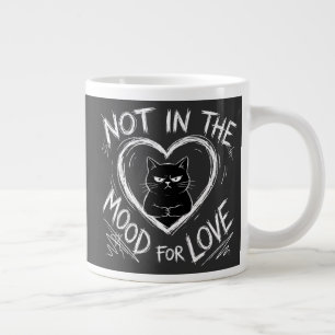 Grande Tasse Pas d'humeur pour l'amour Chat grincheux Sarcastiq
