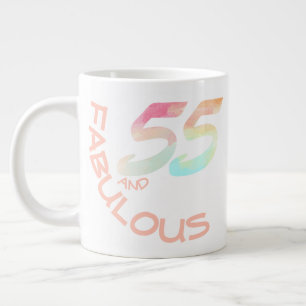 Grande Tasse Pastel Aquarelle Arc-en-ciel 55 Anniversaire