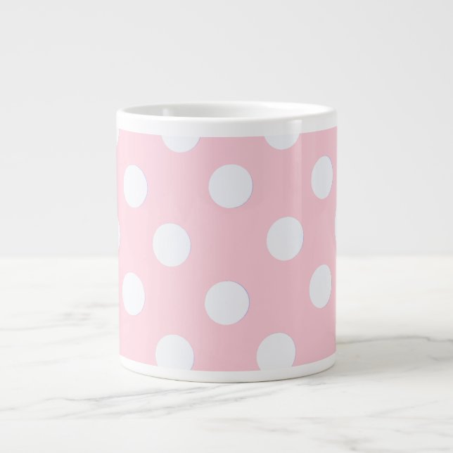 Grande Tasse Pastel rose à pois   (Devant)