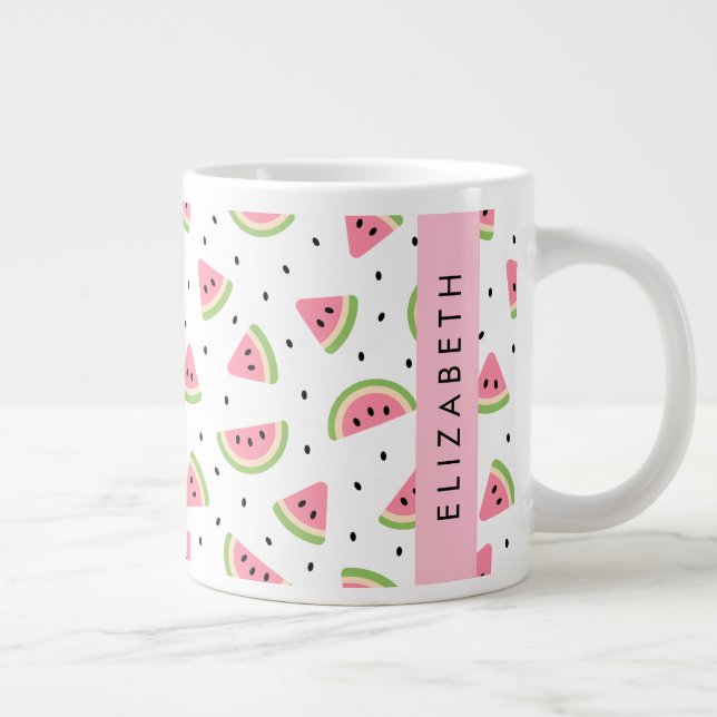 Grande Tasse Pastèque Rose, Pâtes De Pâques, Votre Nom (Droite)