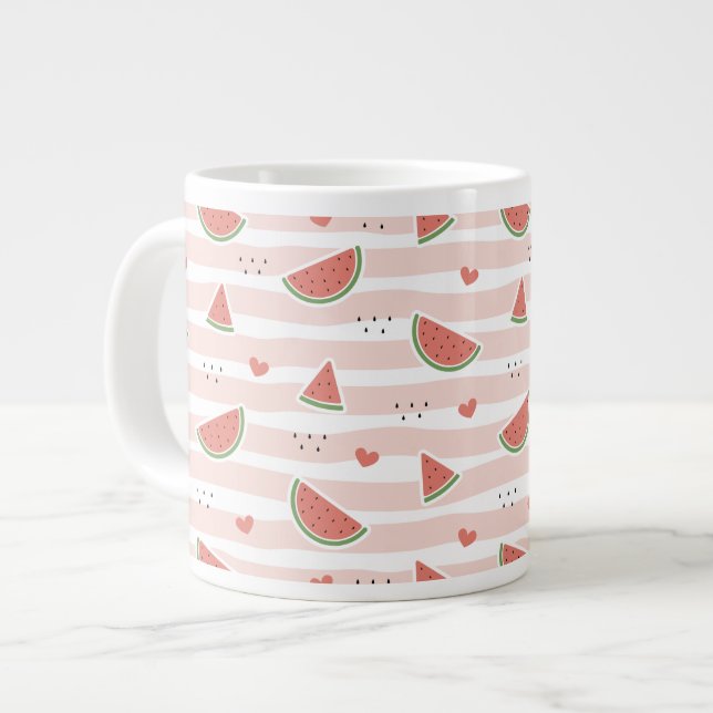 Grande Tasse Pastèques rouges, Coeurs, Grandes Pâtes, Motif d'é (Devant gauche)