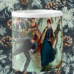 Grande Tasse Patinage sur glace victorien scène hivernale vinta