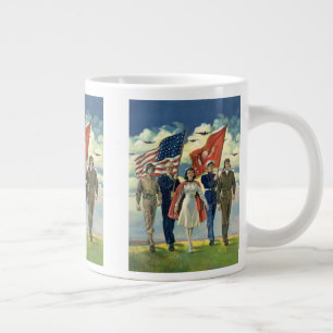 Grande Tasse Patriote Vintage, Personnel Militaire Héros Fiers