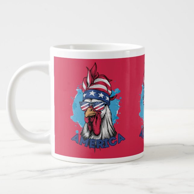 Grande Tasse Patriotique poulet aux USA Bandana et Shades (Gauche)