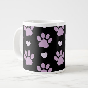 Grande Tasse Pattern of paws, Dog paws, Lilac paws, Hearts