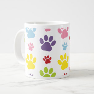 Grande Tasse Paws colorés, Motif Paw, Paws de chien, Empreintes
