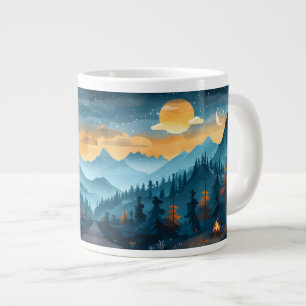 Grande Tasse paysage de voyage en forêt camping avec arbres et