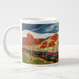 Grande Tasse Paysage surréaliste moderniste aux coquelicots rou