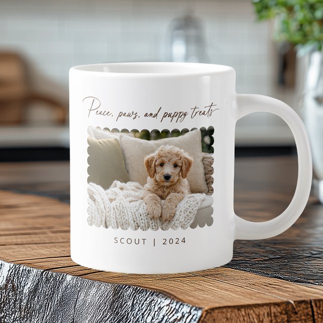 Grande Tasse Peace Paws Chiot Traite Photo Chien de Animal (Shown on a Jumbo mug)
