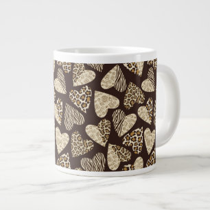Grande Tasse Peau d'animal avec des coeurs
