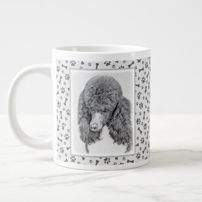 Grande Tasse Peinture à paille noire standard - Art du chien (Gauche)