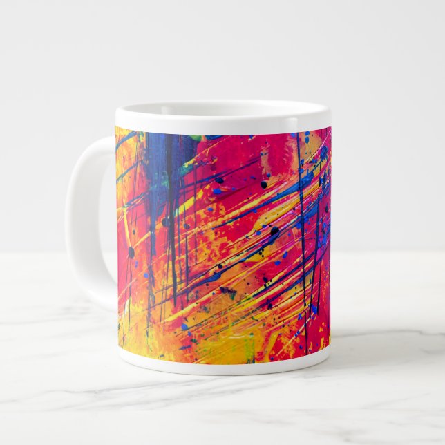 Grande Tasse Peinture Abstraite brillante colorée (Devant gauche)