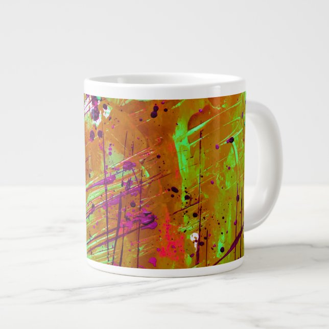 Grande Tasse Peinture Abstraite couleur néon vert (Devant droit)