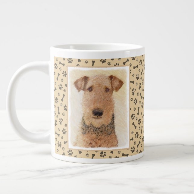 Grande Tasse Peinture Airedale Terrier - Cute Original Art (Gauche)