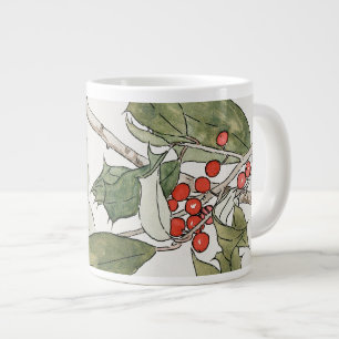 Grande Tasse Peinture aquarelle de houx, Hannah Borger Overbeck