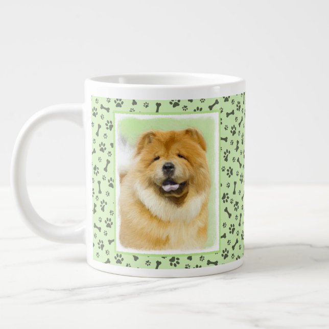 Grande Tasse Peinture Chow Chow - Joli art original chien (Gauche)